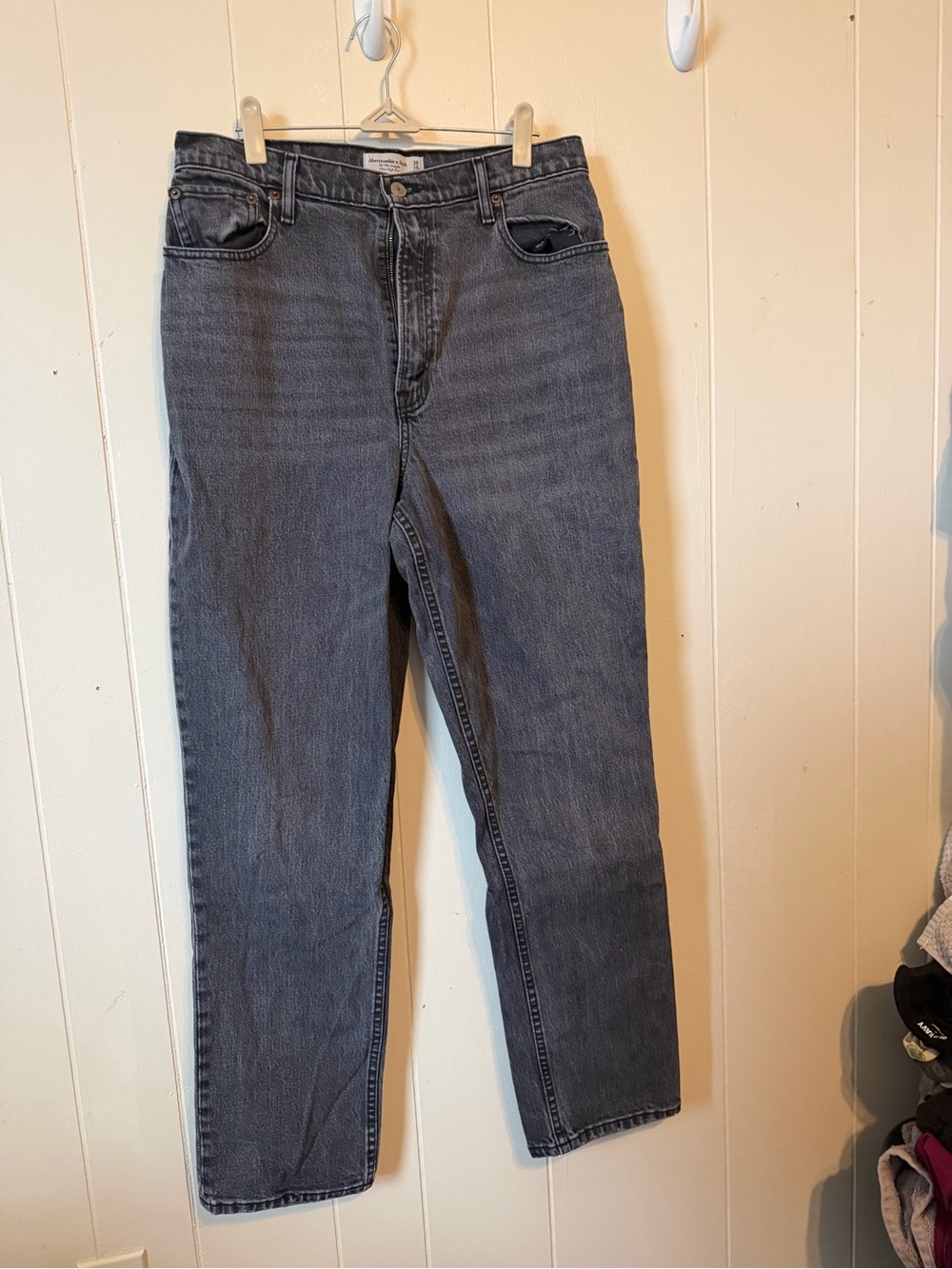 Abercrombie & Fitch Straight-Leg Jeans in Washed Black
